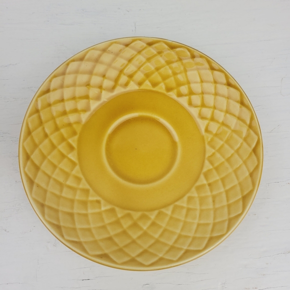 Vintage MCM Stoneware Yellow Gold Coffee Cup Mug and Saucer - Picture 8 of 10